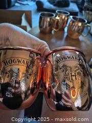 MaxSold Auction: Set of 5 Copper-Plated Moscow Mule Mugs with Gold-Tone Handles - Coppell (Texas, USA) SELLER MANAGED Downsizing Online Auction - Parker Drive