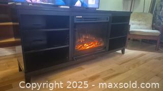 MaxSold Auction: Electric Fireplace TV Stand / Media Console, Black - Kingston (Ontario, Canada) SELLER MANAGED Downsizing Online Auction - Canniff Place