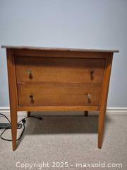 MaxSold Auction: Mid-Century Modern Side Table, Medium Brown Wood, 24x16x26 - Kingston (Ontario, Canada) SELLER MANAGED Downsizing Online Auction - Canniff Place