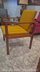 MaxSold Auction: Mid-Century Modern Teak Lounge Armchair, Mustard Wool-Blend - Kingston (Ontario, Canada) SELLER MANAGED Downsizing Online Auction - Canniff Place