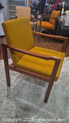 MaxSold Auction: Mid-Century Modern Teak Lounge Armchair, Mustard Wool-Blend - Kingston (Ontario, Canada) SELLER MANAGED Downsizing Online Auction - Canniff Place