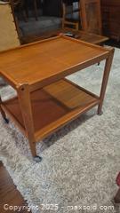 MaxSold Auction: Mid-Century Modern Teak Two-Tier Rolling Bar/Serving Cart - Kingston (Ontario, Canada) SELLER MANAGED Downsizing Online Auction - Canniff Place