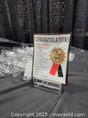 MaxSold Auction: Card stands &#38; funny glass tray  - Toronto (Ontario, Canada) SELLER MANAGED Downsizing Online Auction - Carlingview Drive