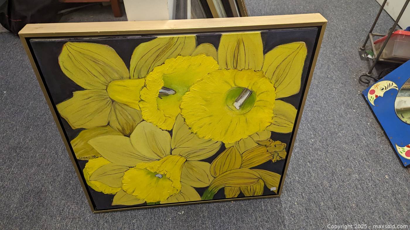Helen Lucas Signed Daffodil Oil Painting on Canvas | Maxsold