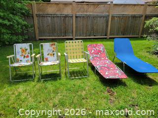 MaxSold Auction: Assorted Foldable Patio Chairs - 5 Aluminum/Webbed/Fabric - Ottawa (Ontario, Canada) PARTNER MANAGED Estate Online Auction - Thorncliff Place