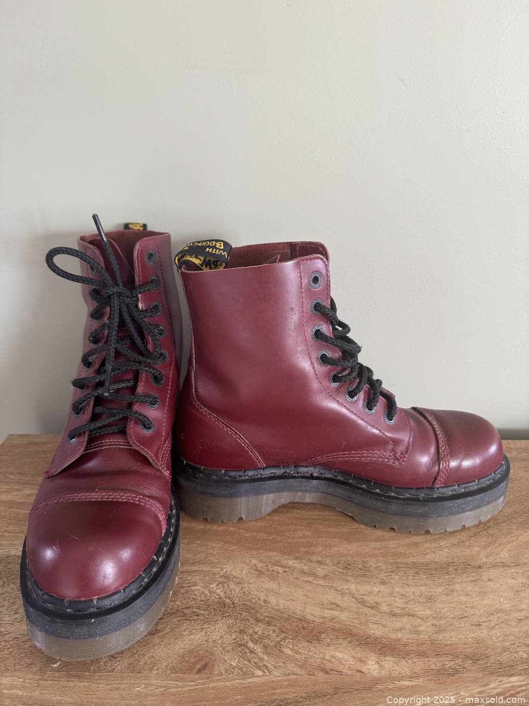 Dr. Martens Crazy Bomb cherry red 8-eye platform boots | Maxsold
