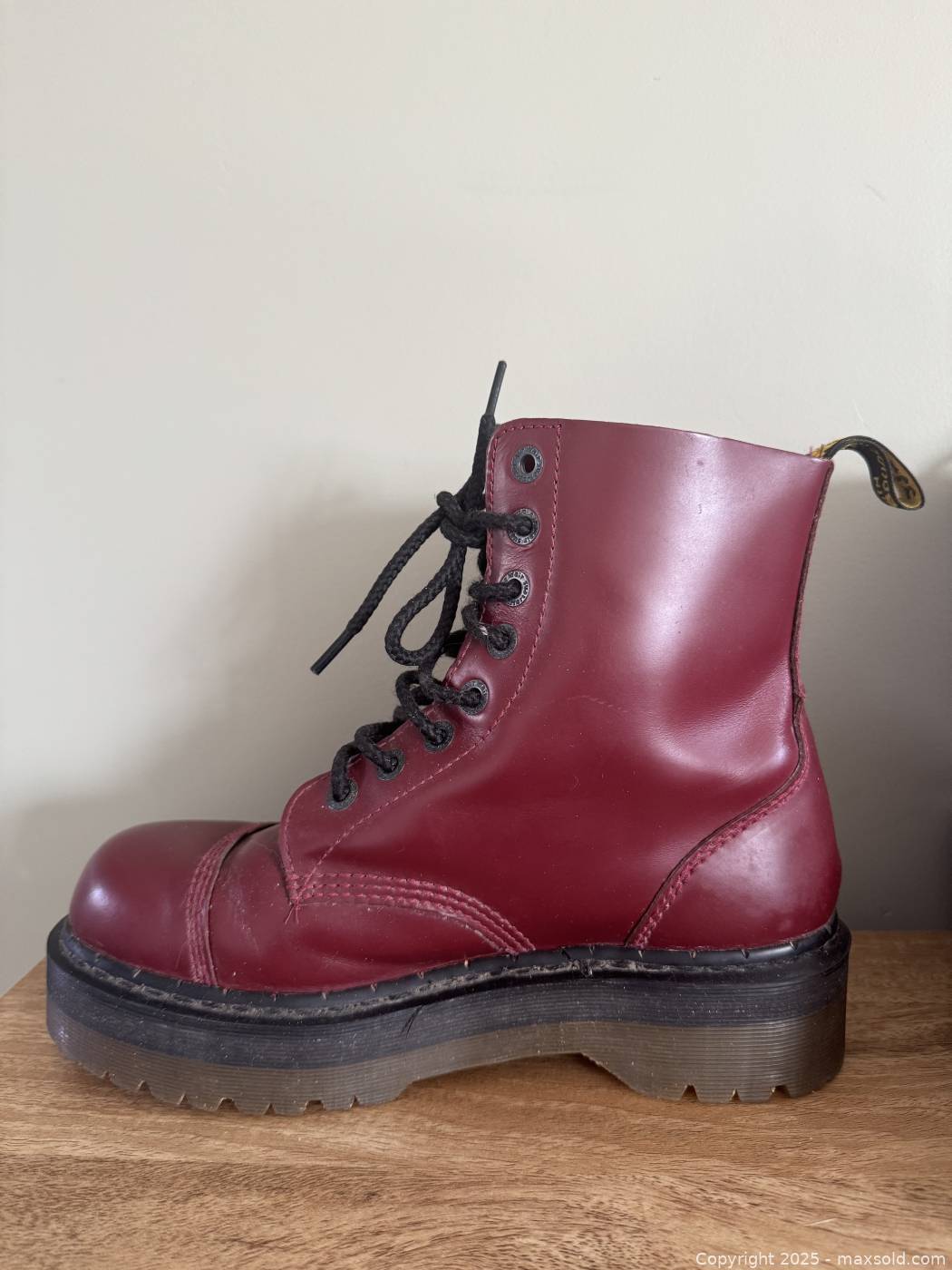 Dr. Martens Crazy Bomb cherry red 8-eye platform boots | Maxsold
