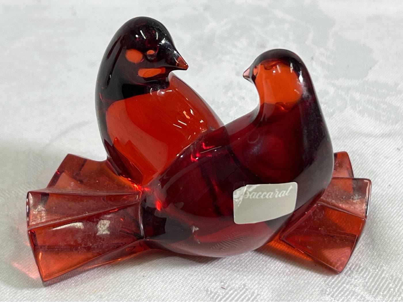 バカラ鳥 Baccarat Crystal Loving Doves Ruby Baccarat Loving
