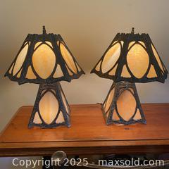 MaxSold Auction: Pair of Very Old Slag Glass SMALL Table Lamps - Toronto (Ontario, Canada) SELLER MANAGED Downsizing Online Auction - Lamb Avenue