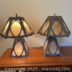 MaxSold Auction: Pair of Very Old Slag Glass SMALL Table Lamps - Toronto (Ontario, Canada) SELLER MANAGED Downsizing Online Auction - Lamb Avenue