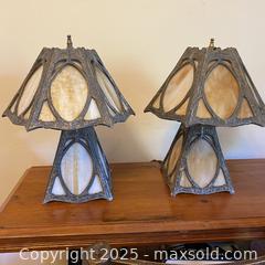 MaxSold Auction: Pair of Very Old Slag Glass SMALL Table Lamps - Toronto (Ontario, Canada) SELLER MANAGED Downsizing Online Auction - Lamb Avenue