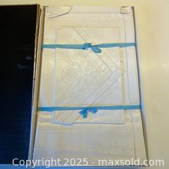 MaxSold Auction: Vintage UNUSED 100% Irish Linen Double Damask Tablecloth Set - Toronto (Ontario, Canada) SELLER MANAGED Downsizing Online Auction - Lamb Avenue