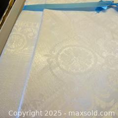 MaxSold Auction: Vintage UNUSED 100% Irish Linen Double Damask Tablecloth Set - Toronto (Ontario, Canada) SELLER MANAGED Downsizing Online Auction - Lamb Avenue