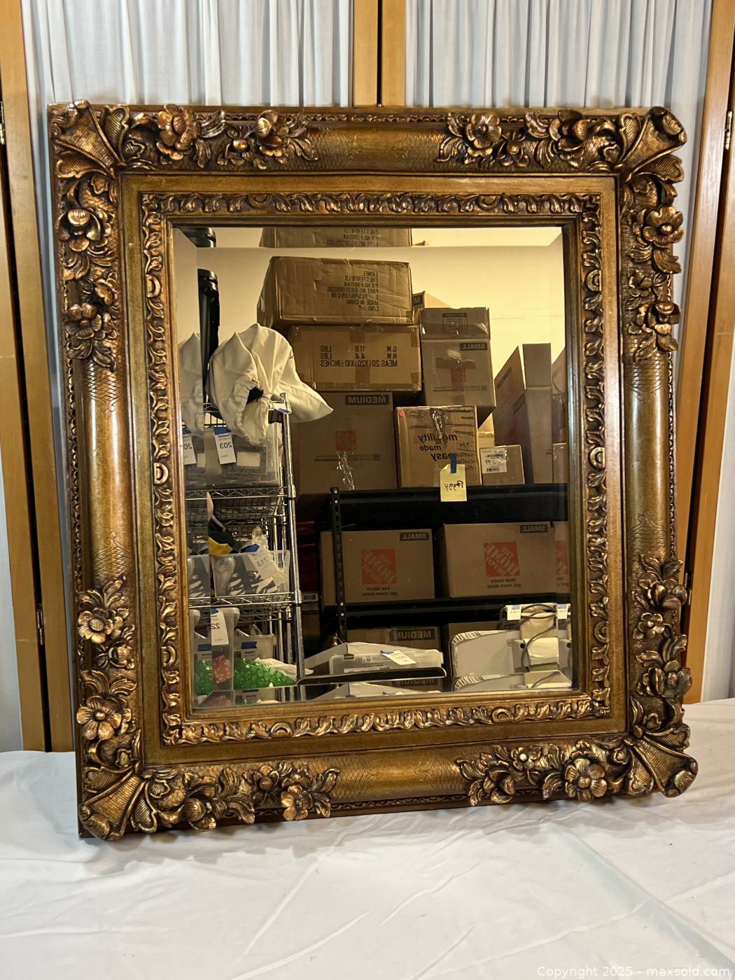 Vintage Ornate Baroque Gold Gilt Deep Inset Beveled Wall Mirror ...