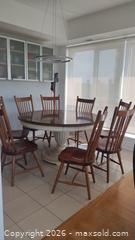 MaxSold Auction: Round Pedestal Table 8 Chairs with Leaf - Ottawa (Ontario, Canada) SELLER MANAGED Estate Sale Online Auction - Landry Street (CONDO)                  