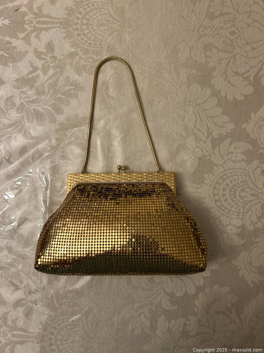 Whiting & Davis ゴールド バッグ Whiting & Davis Vintage Mesh Metal Purse Shoulder Bag Gold