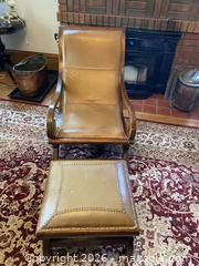 MaxSold Auction: Vintage Leather Lounge Chair and Footstool (A) - Perth (Ontario, Canada) SELLER MANAGED Estate Sale Online Auction - Code Road
