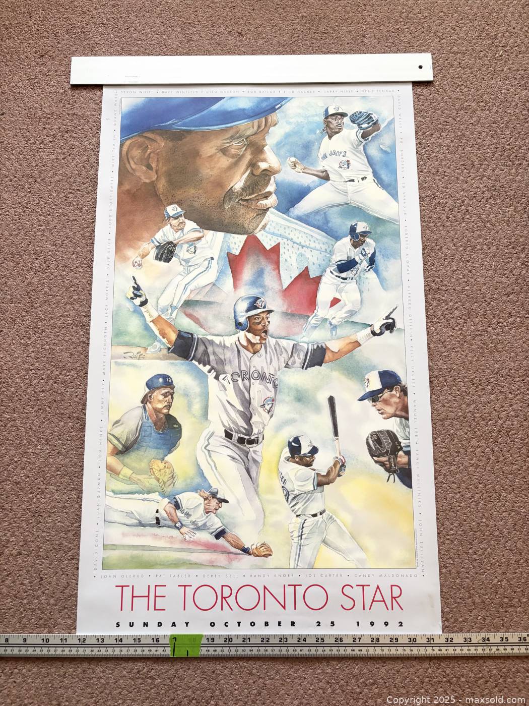 Vintage 1992 Toronto Star Blue Jays Baseball Poster | Maxsold