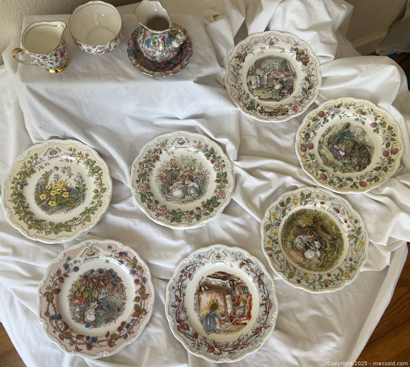 Lot of Brambly Hedge Plates & Floral Porcelain Creamer/Sugar Serving ...