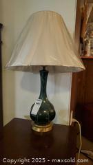 MaxSold Auction: 27-inch Green Table Lamp with Cloth Shade A - Ottawa (Ontario, Canada) PARTNER MANAGED Downsizing Online Auction - Garfield Avenue