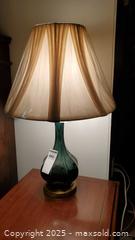 MaxSold Auction: 27-inch Green Table Lamp with Cloth Shade A - Ottawa (Ontario, Canada) PARTNER MANAGED Downsizing Online Auction - Garfield Avenue