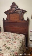 MaxSold Auction: Antique Carved Wooden Headboard with Full Mattress &#38; Box Spring C - Ottawa (Ontario, Canada) PARTNER MANAGED Downsizing Online Auction - Garfield Avenue