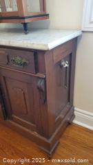 MaxSold Auction: Antique Marble-Top Cabinet / Vanity with White Carrara-Style Top C - Ottawa (Ontario, Canada) PARTNER MANAGED Downsizing Online Auction - Garfield Avenue