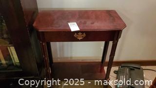 MaxSold Auction: Console/Entry Table with Drawer, Cherry/Mahogany Finish A - Ottawa (Ontario, Canada) PARTNER MANAGED Downsizing Online Auction - Garfield Avenue