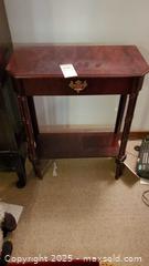 MaxSold Auction: Console/Entry Table with Drawer, Cherry/Mahogany Finish A - Ottawa (Ontario, Canada) PARTNER MANAGED Downsizing Online Auction - Garfield Avenue