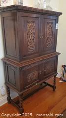 MaxSold Auction: Kreug Carved Oak Two-Tier Cabinet / Sideboard, Solid Oak C - Ottawa (Ontario, Canada) PARTNER MANAGED Downsizing Online Auction - Garfield Avenue