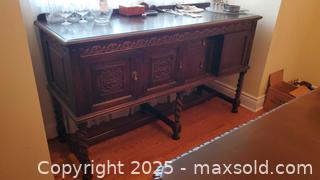 MaxSold Auction: Kreug Carved Wooden Sideboard Buffet Credenza with Barley Twist Legs C - Ottawa (Ontario, Canada) PARTNER MANAGED Downsizing Online Auction - Garfield Avenue