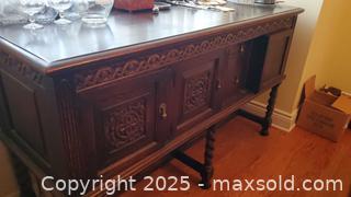 MaxSold Auction: Kreug Carved Wooden Sideboard Buffet Credenza with Barley Twist Legs C - Ottawa (Ontario, Canada) PARTNER MANAGED Downsizing Online Auction - Garfield Avenue