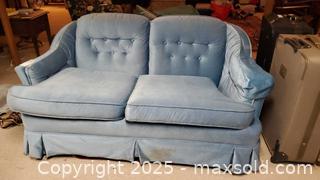 MaxSold Auction: Light Blue Plush 2-Seat Loveseat, C - Ottawa (Ontario, Canada) PARTNER MANAGED Downsizing Online Auction - Garfield Avenue