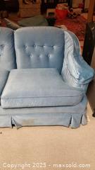 MaxSold Auction: Light Blue Plush 2-Seat Loveseat, C - Ottawa (Ontario, Canada) PARTNER MANAGED Downsizing Online Auction - Garfield Avenue