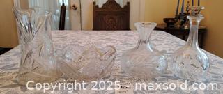 MaxSold Auction: Lot of 4 Cut Glass/Crystal Pieces – Pitcher, Bowl, 2 Decanters B - Ottawa (Ontario, Canada) PARTNER MANAGED Downsizing Online Auction - Garfield Avenue