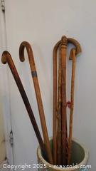 MaxSold Auction: Lot of 7 Walking Canes — 6 Wooden &#38; 1 Red shoe horn A - Ottawa (Ontario, Canada) PARTNER MANAGED Downsizing Online Auction - Garfield Avenue