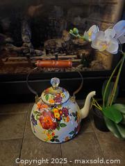 MaxSold Auction: MacKenzie-Childs Decorative Enamel Teapot, Multicolor Floral A - Ottawa (Ontario, Canada) PARTNER MANAGED Downsizing Online Auction - Garfield Avenue