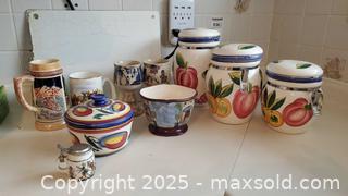 MaxSold Auction: Mixed Lot Ceramic Kitchenware: Canisters, Mugs, Goblets, Small Steins B - Ottawa (Ontario, Canada) PARTNER MANAGED Downsizing Online Auction - Garfield Avenue