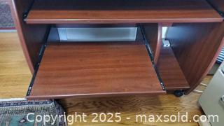 MaxSold Auction: Mobile Computer/Printer Desk with Keyboard Tray and Wheels B - Ottawa (Ontario, Canada) PARTNER MANAGED Downsizing Online Auction - Garfield Avenue