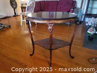 MaxSold Auction: Oval Two-Tier Wood Accent Side Table with Carved Legs A - Ottawa (Ontario, Canada) PARTNER MANAGED Downsizing Online Auction - Garfield Avenue