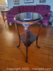 MaxSold Auction: Oval Two-Tier Wood Accent Side Table with Carved Legs A - Ottawa (Ontario, Canada) PARTNER MANAGED Downsizing Online Auction - Garfield Avenue