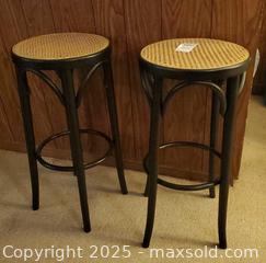 MaxSold Auction: Pair of Backless Bar/Counter Stools — Matte Black &#38; Cane B - Ottawa (Ontario, Canada) PARTNER MANAGED Downsizing Online Auction - Garfield Avenue