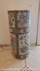 MaxSold Auction: Porcelain Famille Rose Cylindrical Umbrella Stand / Floor Vase A - Ottawa (Ontario, Canada) PARTNER MANAGED Downsizing Online Auction - Garfield Avenue