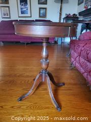 MaxSold Auction: Round Pedestal Side Table with Small Drawer, Federal-Style A - Ottawa (Ontario, Canada) PARTNER MANAGED Downsizing Online Auction - Garfield Avenue