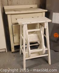MaxSold Auction: Small Off-White Painted Wood Cabinet with Step Stool B - Ottawa (Ontario, Canada) PARTNER MANAGED Downsizing Online Auction - Garfield Avenue