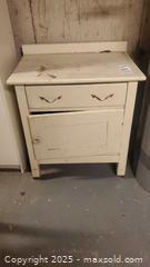 MaxSold Auction: Small Off-White Painted Wood Cabinet with Step Stool B - Ottawa (Ontario, Canada) PARTNER MANAGED Downsizing Online Auction - Garfield Avenue