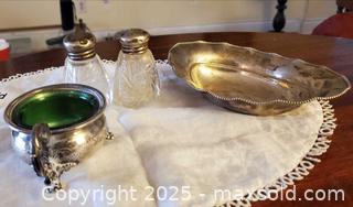 MaxSold Auction: Sterling Silver Lot: Shakers, Salt Cellar &#38; Oval Tray A - Ottawa (Ontario, Canada) PARTNER MANAGED Downsizing Online Auction - Garfield Avenue