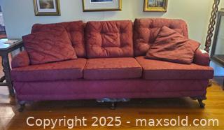 MaxSold Auction: Traditional 3-Seat Sofa with Carved Wood Legs C - Ottawa (Ontario, Canada) PARTNER MANAGED Downsizing Online Auction - Garfield Avenue