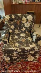 MaxSold Auction: Tufted Wing-Style Upholstered Armchair with Floral Fabric C - Ottawa (Ontario, Canada) PARTNER MANAGED Downsizing Online Auction - Garfield Avenue