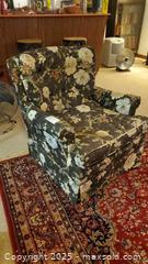 MaxSold Auction: Tufted Wing-Style Upholstered Armchair with Floral Fabric C - Ottawa (Ontario, Canada) PARTNER MANAGED Downsizing Online Auction - Garfield Avenue